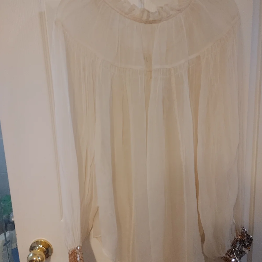 Free People Cream Ruffle Blouse - Picture 4 of 5